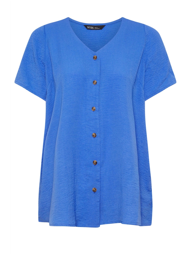 Azul - Blusa con botones en la parte delantera de Yours Curve - Imagen 5 de 5 Azul - Blusa con botones en la parte delantera de Yours Curve - Imagen 5 de 5