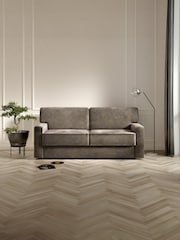 Jay-Be Luxe Velvet Mink Brown Linea 3 Seater Sofa Bed - Image 1 of 6