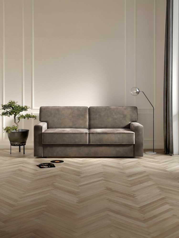 Jay-Be Luxe Velvet Mink Brown Linea 3 Seater Sofa Bed - Image 1 of 6