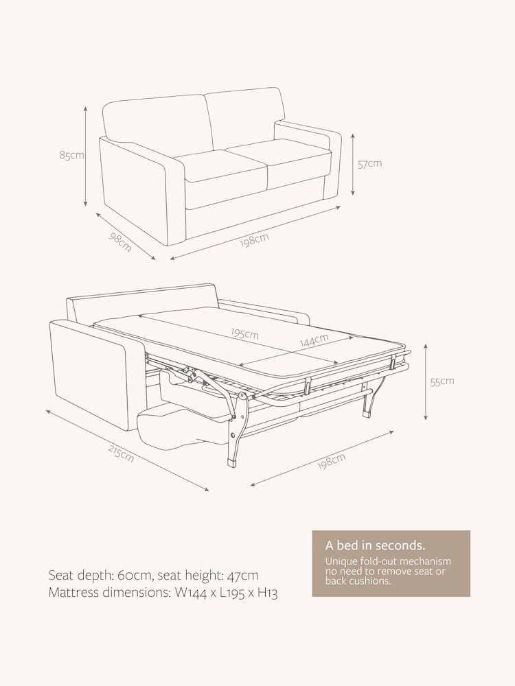 Jay-Be Luxe Velvet Mink Brown Linea 3 Seater Sofa Bed - Image 6 of 6
