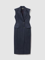Reiss Navy Guliana Cupro Tux Midi Dress - Image 2 of 6