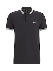 رمادي كروم - BOSS Regular Fit Paddy Tipped Collar 100% Cotton Polo Shirt - صورة 5 من 5