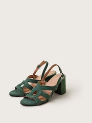 Monsoon Green Strappy Suede Block Heels - Image 2 of 3