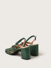 Monsoon Green Strappy Suede Block Heels - Image 3 of 3