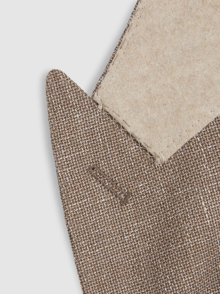 Reiss Mid Brown Clutch Wool Blend Textured Slub Single Breasted Blazer - Image 5 of 6