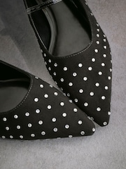 Black Tabitha Simmons Hai Studded Point Toe Mary Jane Leather Shoes - Image 10 of 11