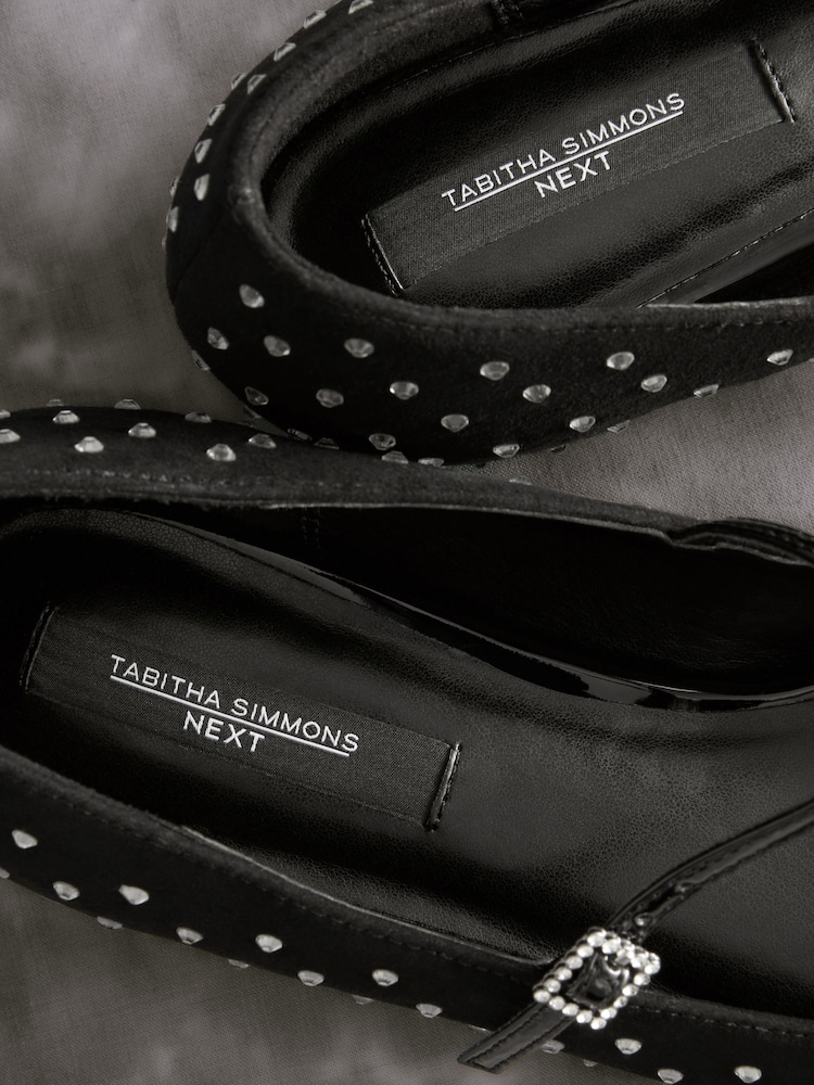Black Tabitha Simmons Hai Studded Point Toe Mary Jane Leather Shoes - Image 11 of 11