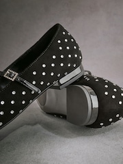 Black Tabitha Simmons Hai Studded Point Toe Mary Jane Leather Shoes - Image 8 of 11