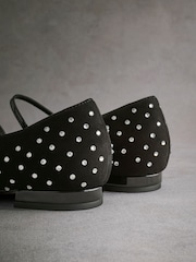 Black Tabitha Simmons Hai Studded Point Toe Mary Jane Leather Shoes - Image 9 of 11