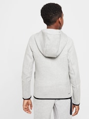 Ciemnoszary Heather - Nike BeigeWhite Tech Fleece Zip Up Hoodie - Image 2 of 8
