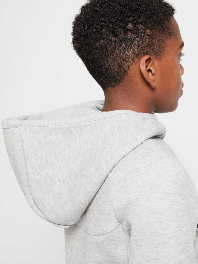 Ciemnoszary Heather - Nike BeigeWhite Tech Fleece Zip Up Hoodie - Image 3 of 8