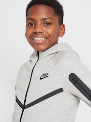 Ciemnoszary Heather - Nike BeigeWhite Tech Fleece Zip Up Hoodie - Image 4 of 8