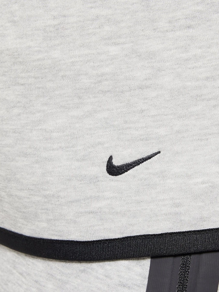 Ciemnoszary Heather - Nike BeigeWhite Tech Fleece Zip Up Hoodie - Image 7 of 8