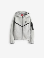 Ciemnoszary Heather - Nike BeigeWhite Tech Fleece Zip Up Hoodie - Image 8 of 8