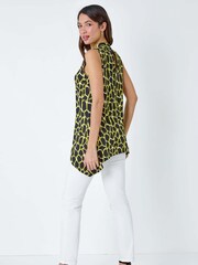 Roman Yellow Spot Print Twist Neck Top - Image 3 of 5