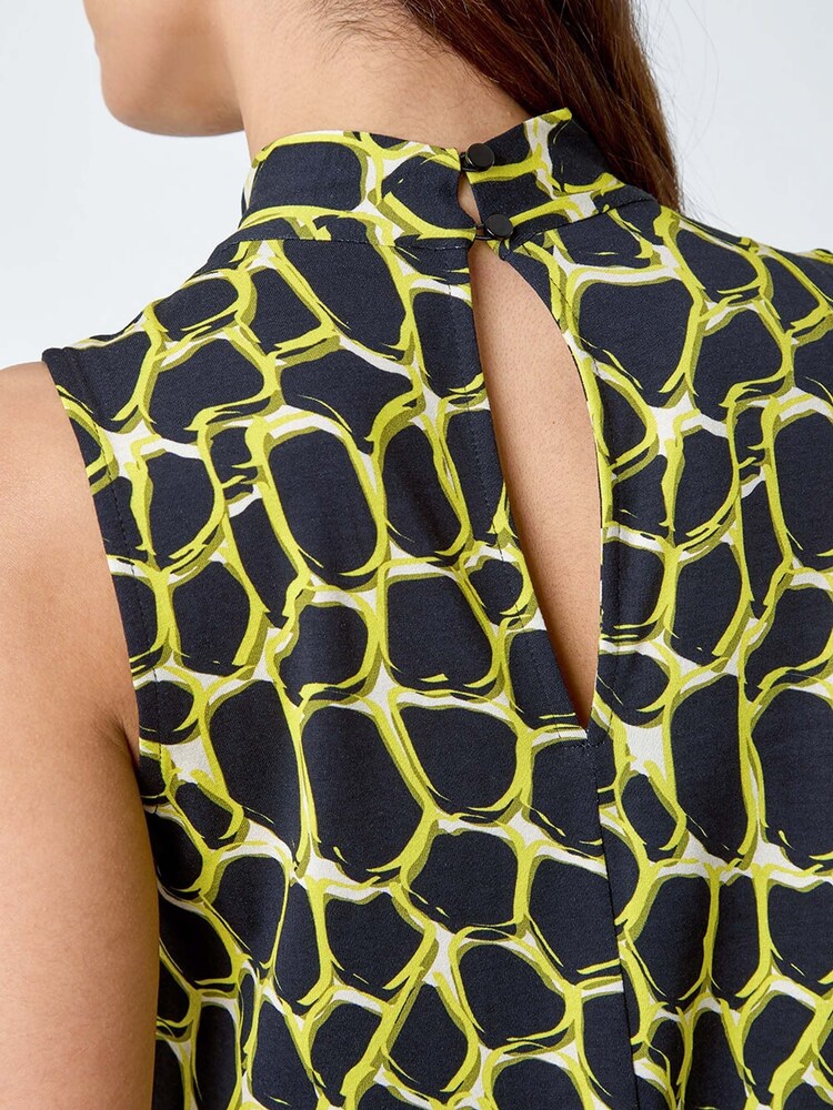 Roman Yellow Spot Print Twist Neck Top - Image 5 of 5