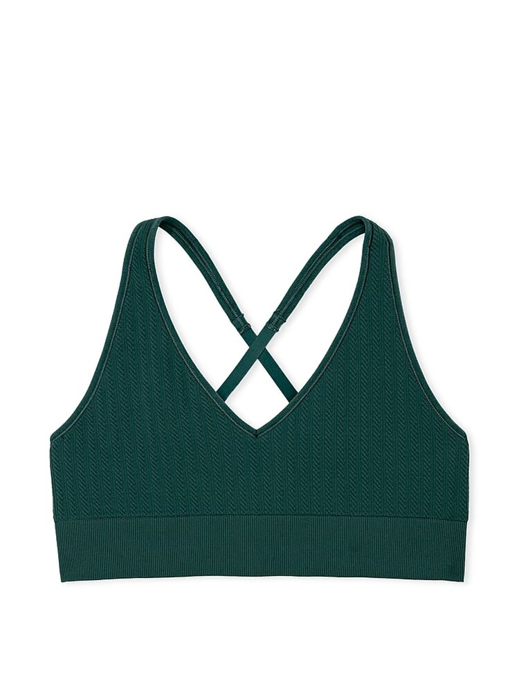 Victoria's Secret PINK Deep Forest Green Seamless Cable Knit Sports Bra - Image 3 of 3