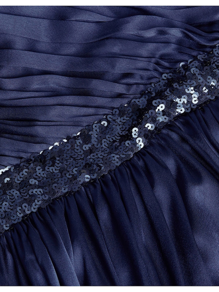 Monsoon Blue Satin Abigail One-Shoulder Dress - Image 3 of 3