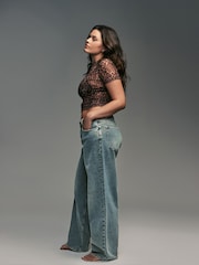Green Tinted Baggy Wide Leg Hourglass Jeans - Image 3 of 8