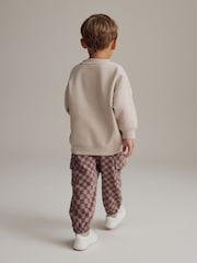Grey Checkerboard 100% Cotton Joggers Set (3mths-7yrs) - Image 3 of 9