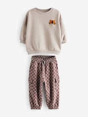 Grey Checkerboard 100% Cotton Joggers Set (3mths-7yrs) - Image 6 of 9