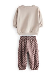 Grey Checkerboard 100% Cotton Joggers Set (3mths-7yrs) - Image 7 of 9