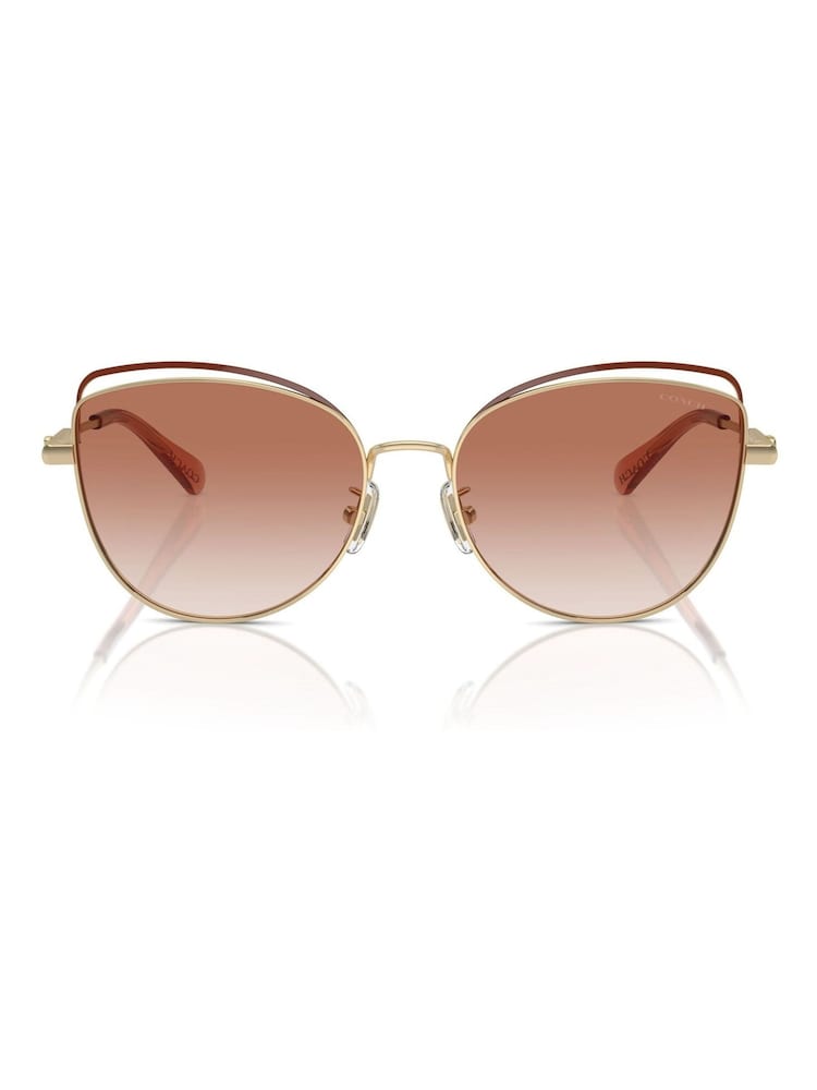COACH Gold Tone Hc7162 Cat Eye Sunglasses - Image 1 of 5 COACH Gold Tone Hc7162 Cat Eye Sunglasses - Image 1 of 5