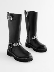 Baker by Ted Baker Girls Tall Buckled Knee High Black Boots - Image 1 of 6