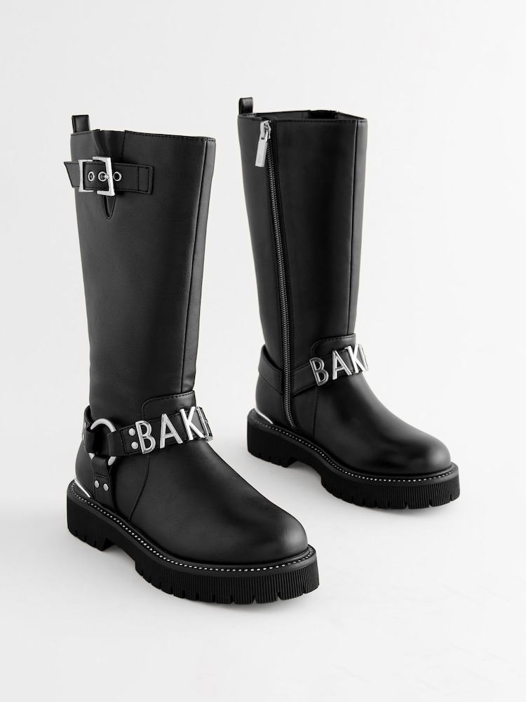 Baker by Ted Baker Girls Tall Buckled Knee High Black Boots - Image 1 of 6