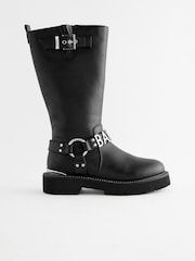 Baker by Ted Baker Girls Tall Buckled Knee High Black Boots - Image 2 of 6