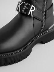 Baker by Ted Baker Girls Tall Buckled Knee High Black Boots - Image 3 of 6