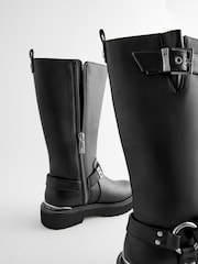 Baker by Ted Baker Girls Tall Buckled Knee High Black Boots - Image 5 of 6