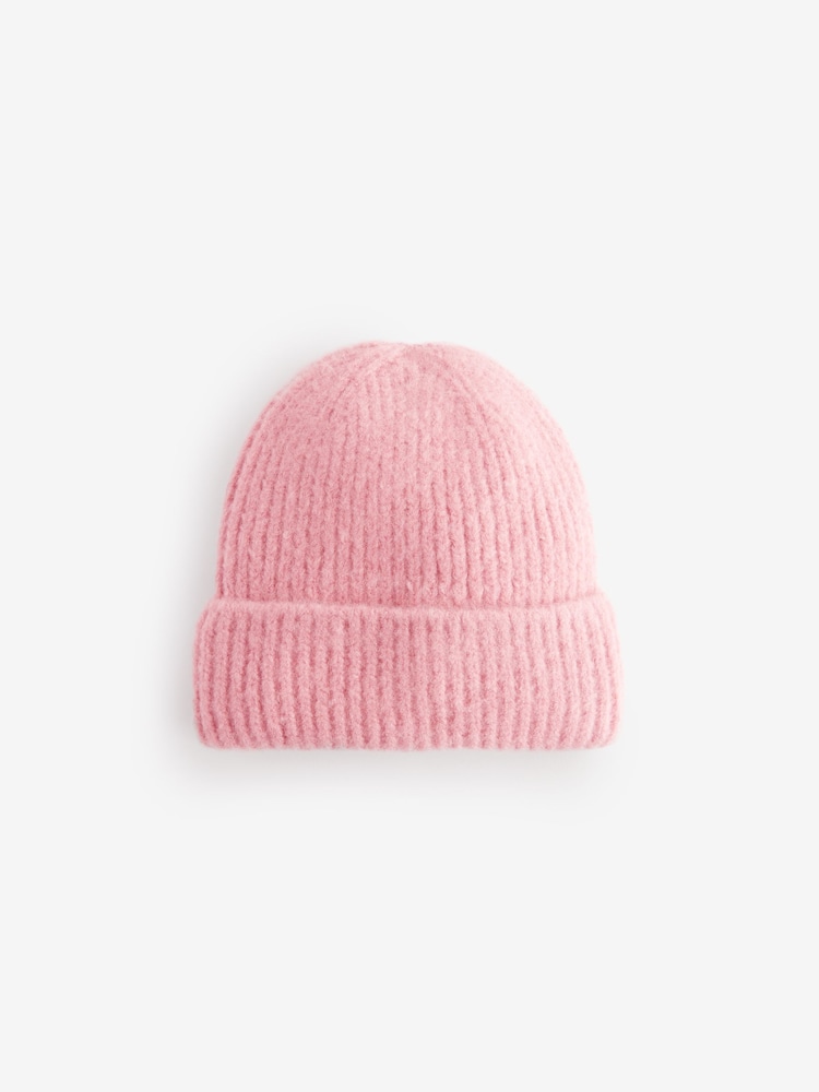 Blush Pink Chunky Rib Beanie Hat (1-16yrs) - Image 3 of 4