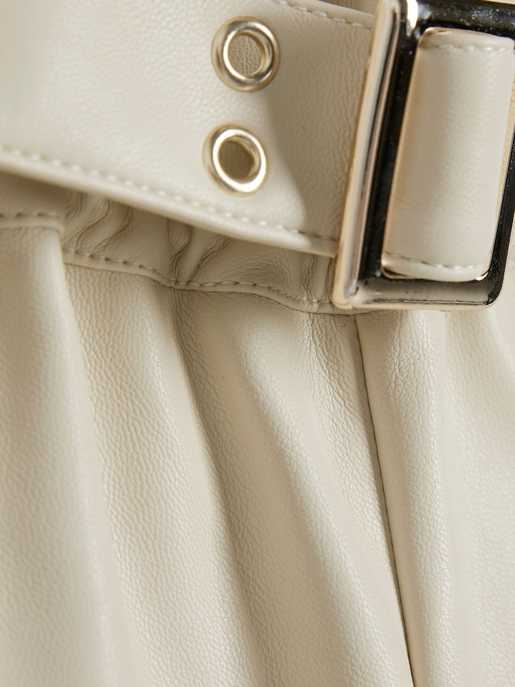 River Island Cream Girls Faux Fur Leather 100% Cotton Shorts - Image 2 of 3 River Island Cream Girls Faux Fur Leather 100% Cotton Shorts - Image 2 of 3