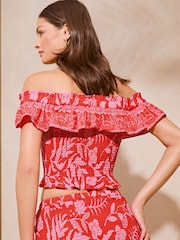 Lipsy Red Printed Bardot Top - Image 2 of 4