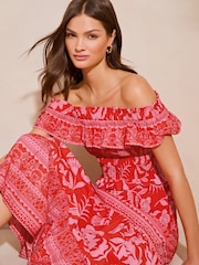 Lipsy Red Printed Bardot Top - Image 4 of 4