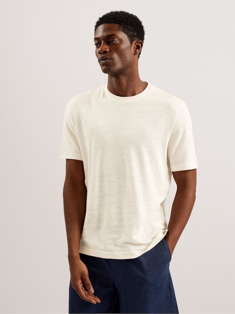 Ted Baker Flinlo Short Sleeve Regular Linen T-Shirt - Image 2 of 4