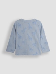 JoJo Maman Bébé Blue Giraffe Textured Cotton Top - Image 2 of 3