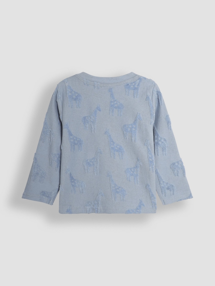 JoJo Maman Bébé Blue Giraffe Textured Cotton Top - Image 2 of 3