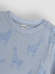 JoJo Maman Bébé Blue Giraffe Textured Cotton Top - Image 3 of 3