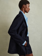 Reiss Dark Blue Maya Double Breasted Denim Suit: Blazer - Image 4 of 6