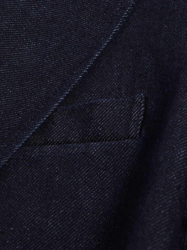 Reiss Dark Blue Maya Double Breasted Denim Suit: Blazer - Image 6 of 6