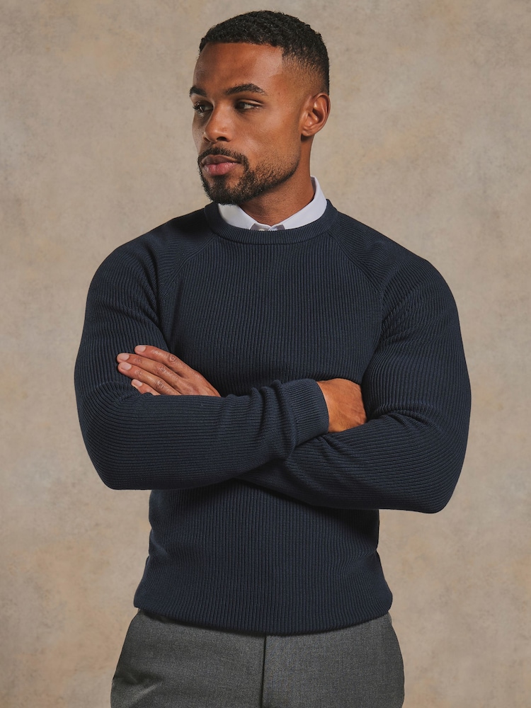 Tailored Athlete Pull Ajusté aux muscles en maille texturée 100 % coton, Col rond - Image 1 de 7
