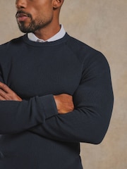 Tailored Athlete Pull Ajusté aux muscles en maille texturée 100 % coton, Col rond - Image 5 de 7