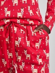 JoJo Maman Bébé Red Womens Reindeer Print Pyjamas Set - Image 4 of 4