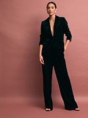 Black Velvet Wide Leg Trousers - Image 1 of 7