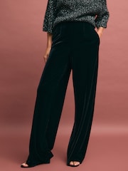 Black Velvet Wide Leg Trousers - Image 3 of 7