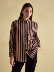 Joules Amilla Navy & Tan Stripe Shirt - Image 1 of 6