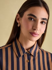 Joules Amilla Navy & Tan Stripe Shirt - Image 5 of 6