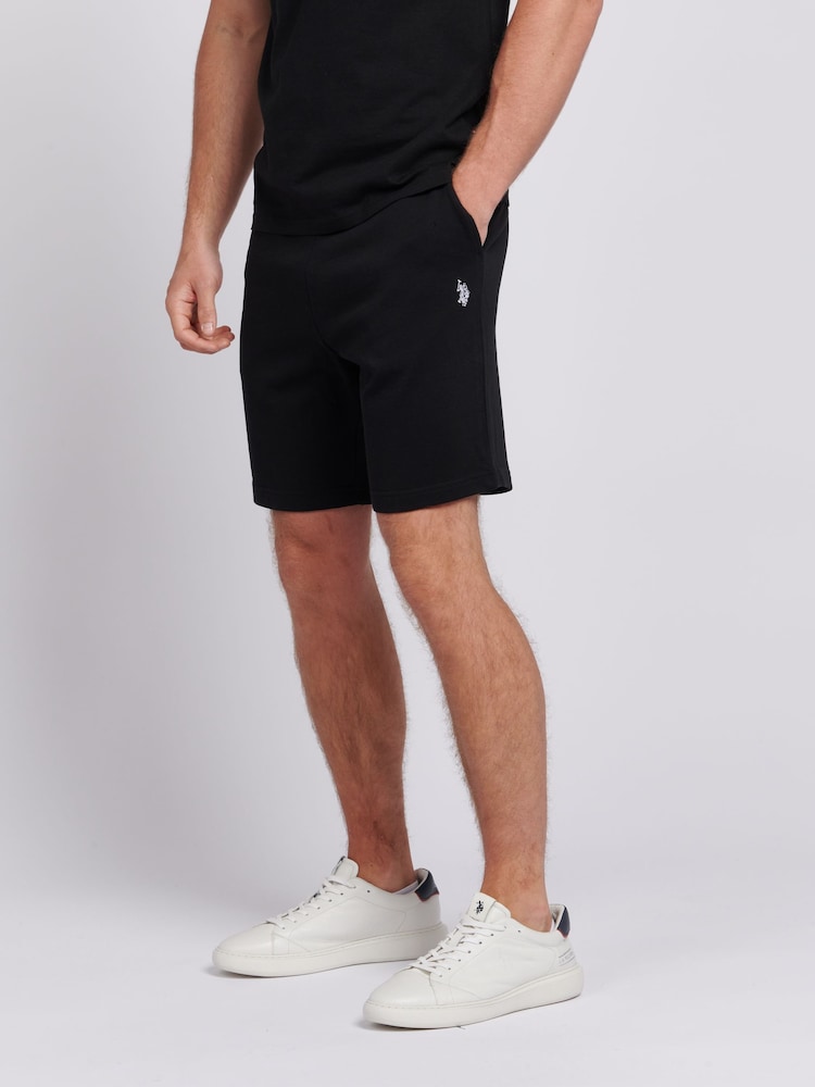 U.S. Polo Assn Black Mens Double Horsemen Sweat 100% Cotton Shorts - Image 1 of 6